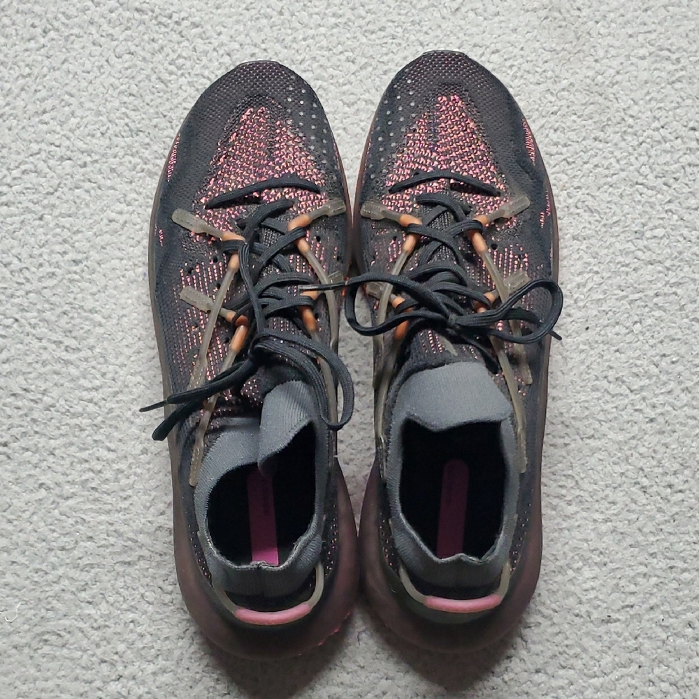 adidas Men's Black Knit Sneakers with Pink and Orange Accents Size 14 - Picture 5 of 10